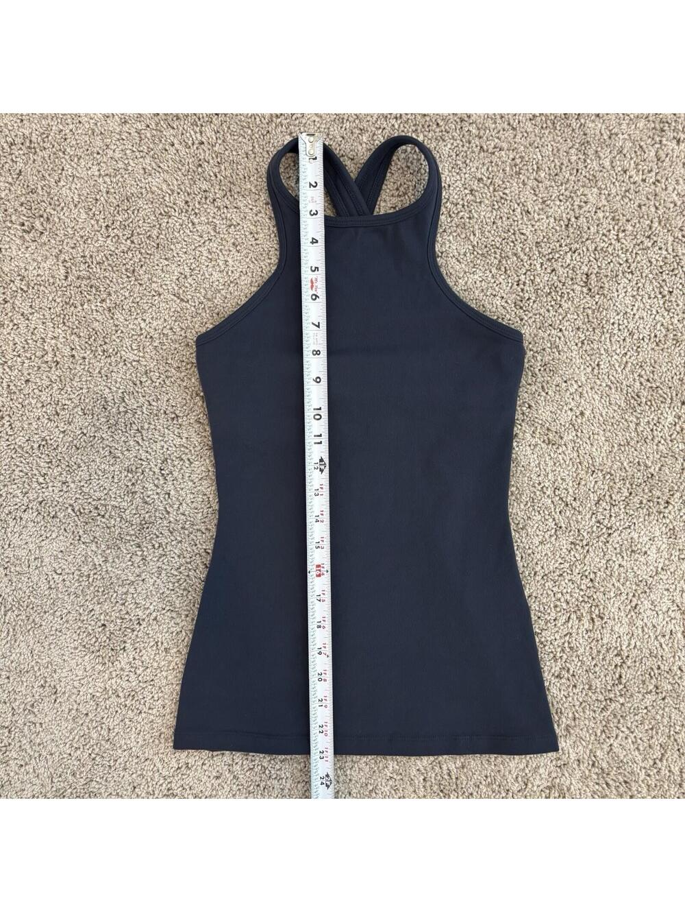 Beyond Yoga Under Lock & Keyhole Tank Top XS Navy Built in Shelf Bra Crisscross - Picture 7 of 7